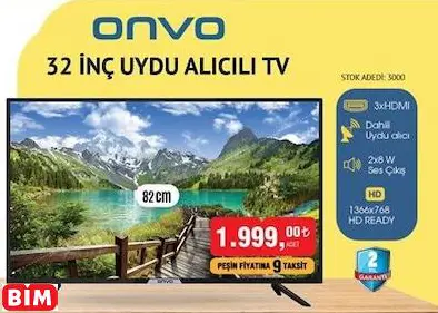 ONVO 32 İNÇ UYDU ALICILI TV